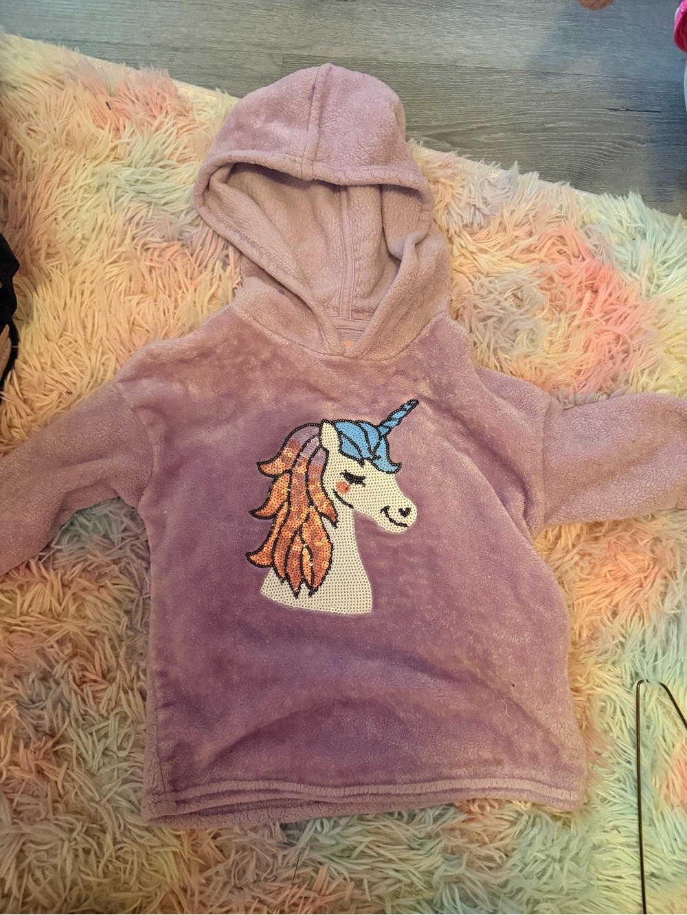 BCBGirls Purple Unicorn Sequin Hoodie with Blue and Orange Details